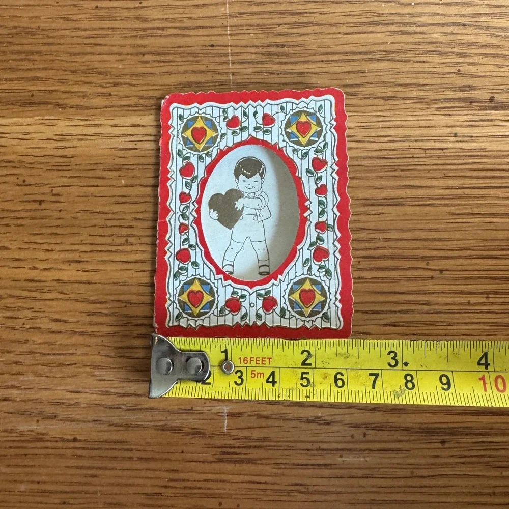 Vintage Valentine Card Boy Holding Heart Carrington‎ Co Chicago Ill Made in USA